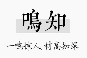 鸣知名字的寓意及含义