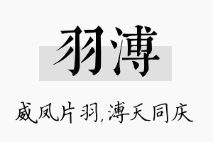 羽溥名字的寓意及含义