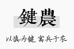 键农名字的寓意及含义