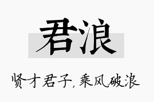 君浪名字的寓意及含义