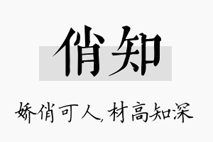 俏知名字的寓意及含义