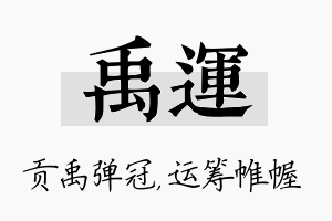 禹运名字的寓意及含义