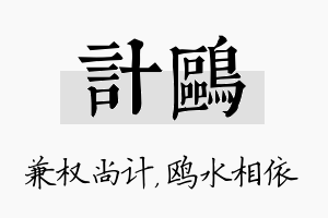 计鸥名字的寓意及含义