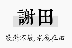 谢田名字的寓意及含义