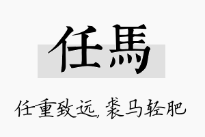 任马名字的寓意及含义