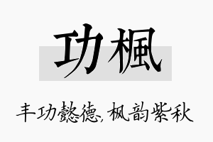 功枫名字的寓意及含义