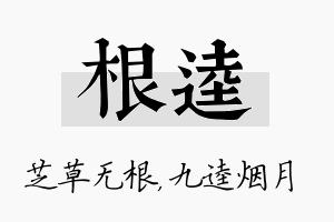 根逵名字的寓意及含义