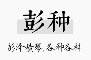 彭种名字的寓意及含义