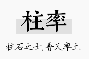 柱率名字的寓意及含义