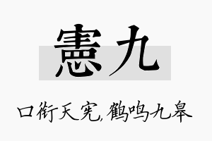 宪九名字的寓意及含义