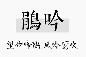 鹃吟名字的寓意及含义