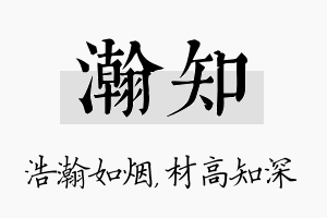 瀚知名字的寓意及含义