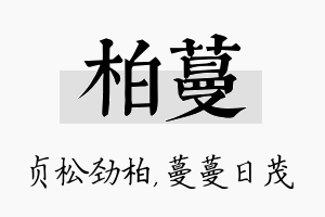 柏蔓名字的寓意及含义