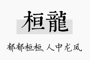 桓龙名字的寓意及含义