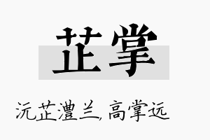 芷掌名字的寓意及含义