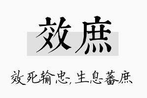 效庶名字的寓意及含义