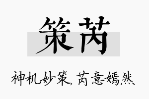 策芮名字的寓意及含义