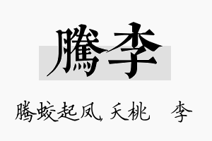 腾李名字的寓意及含义