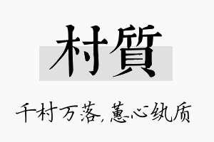 村质名字的寓意及含义