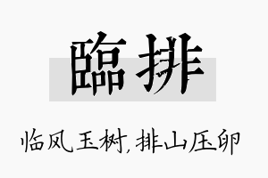 临排名字的寓意及含义