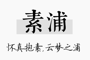 素浦名字的寓意及含义