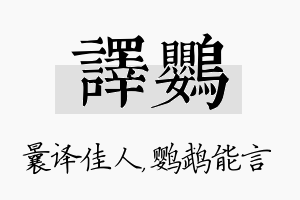 译鹦名字的寓意及含义