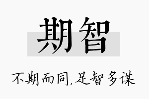 期智名字的寓意及含义