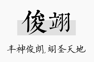 俊翊名字的寓意及含义