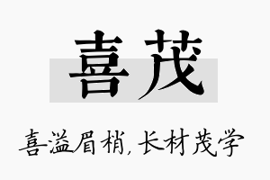 喜茂名字的寓意及含义