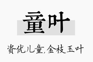 童叶名字的寓意及含义