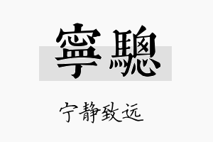 宁骢名字的寓意及含义