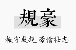 规豪名字的寓意及含义