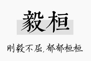 毅桓名字的寓意及含义