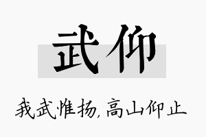 武仰名字的寓意及含义