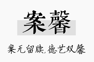 案馨名字的寓意及含义