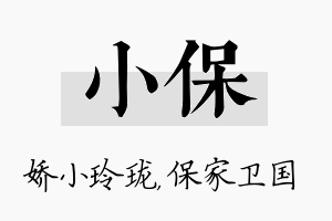 小保名字的寓意及含义