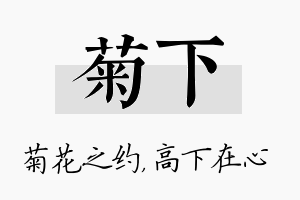 菊下名字的寓意及含义