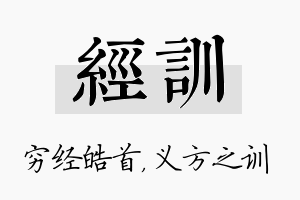 经训名字的寓意及含义