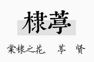 棣葶名字的寓意及含义