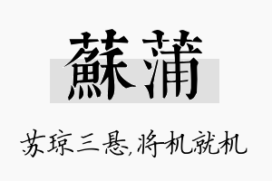 苏蒲名字的寓意及含义