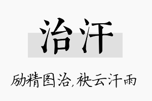 治汗名字的寓意及含义