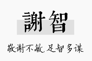 谢智名字的寓意及含义