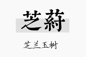 芝荮名字的寓意及含义