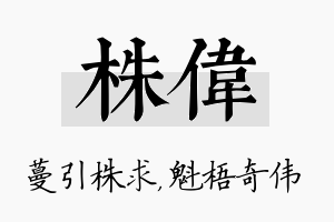 株伟名字的寓意及含义