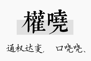 权哓名字的寓意及含义