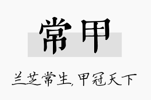 常甲名字的寓意及含义