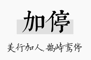 加停名字的寓意及含义