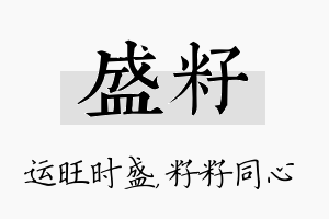 盛籽名字的寓意及含义