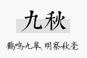 九秋名字的寓意及含义