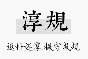 淳规名字的寓意及含义